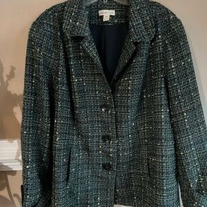 Coldwater Creek Women's Dark Green Tweed Blazer